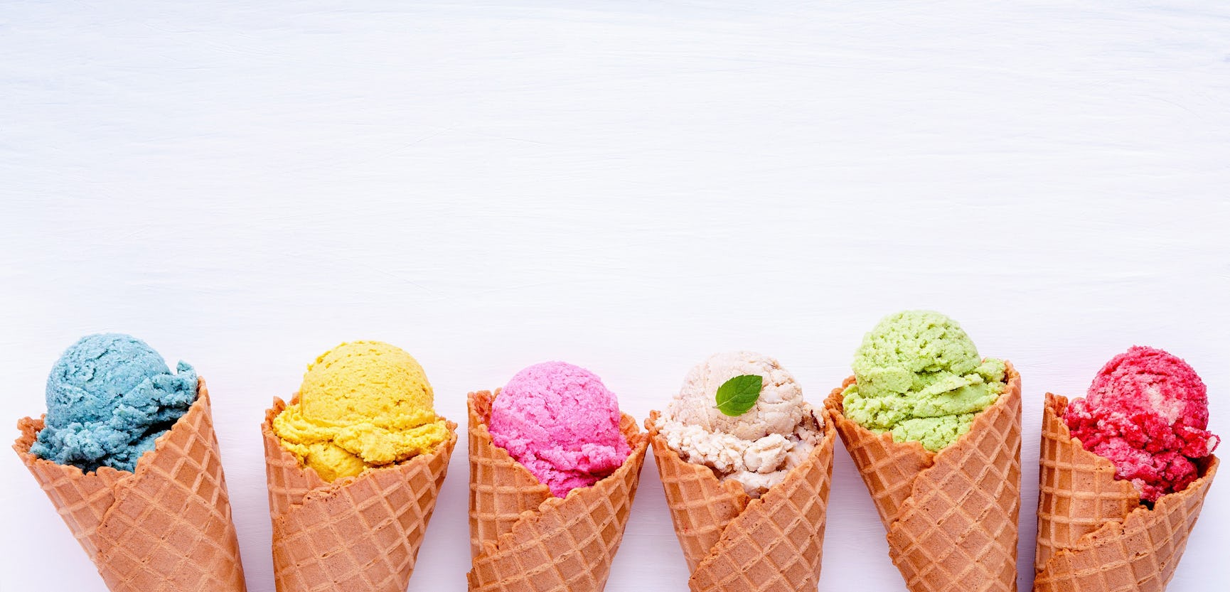 Six different flavours of ice cream
