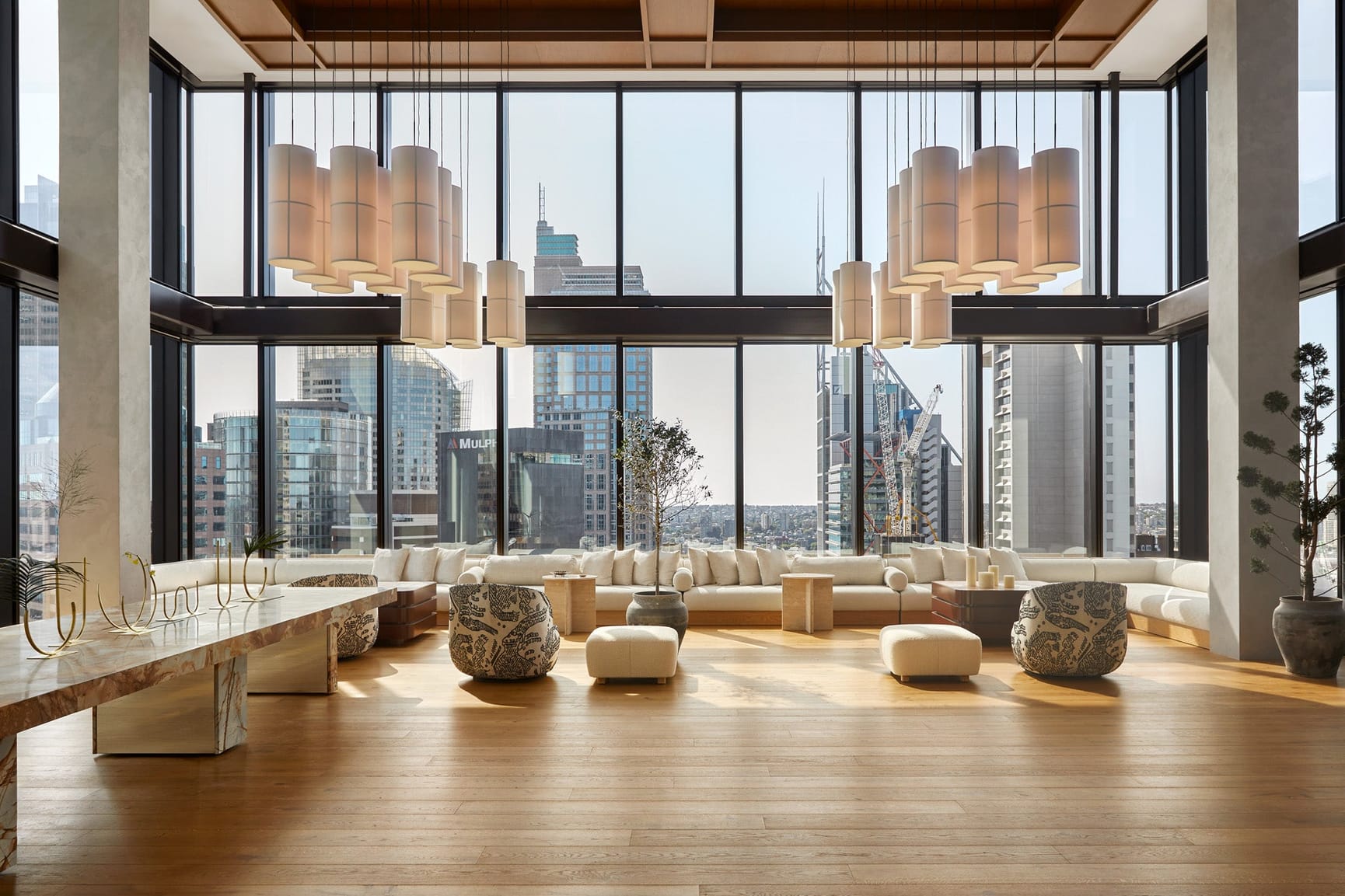 MA Financial Group's level 27 boardroom, floor to ceiling windows looking out over Sydney skyline