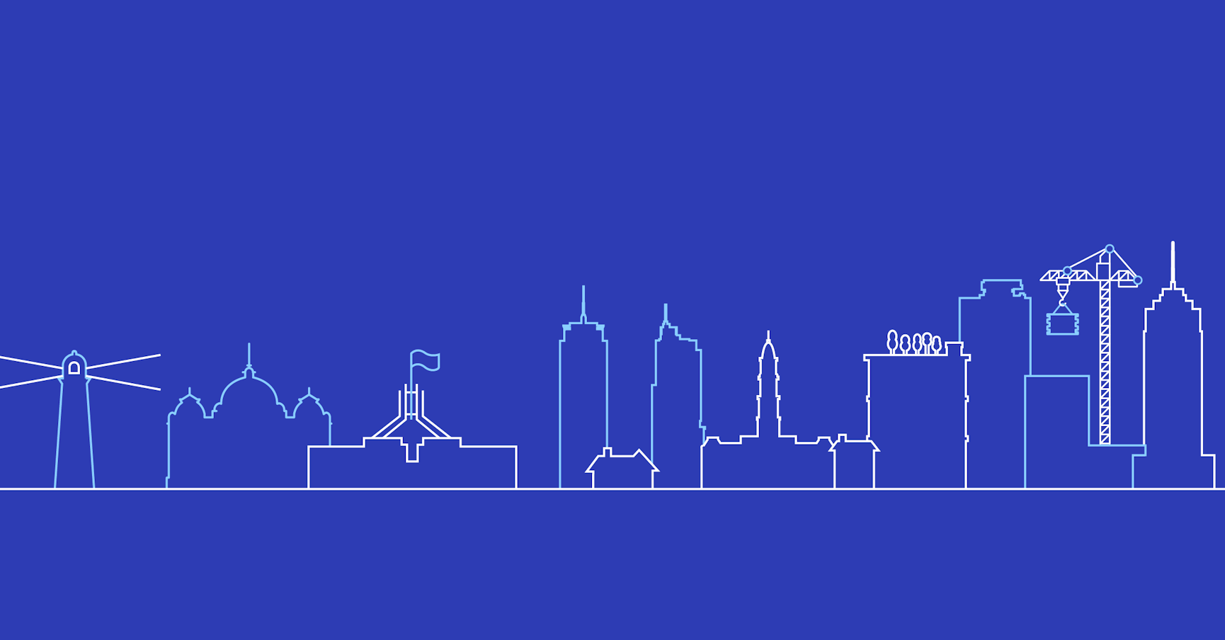City line-art graphic