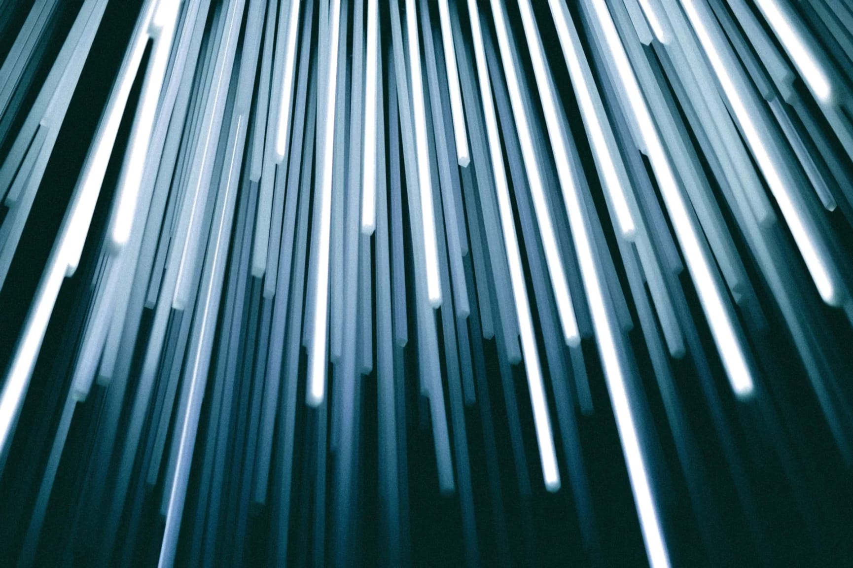 looking up to white and blue lights streams