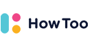 How too logo. An aqua vertical stroke with a pink and yellow dot and top and bottom beside stroke.