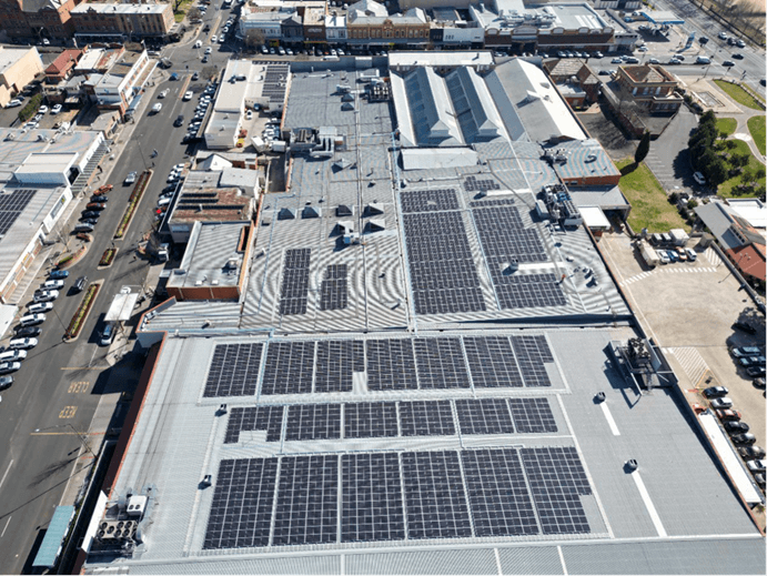 Overhead view of industrial warehouse facility